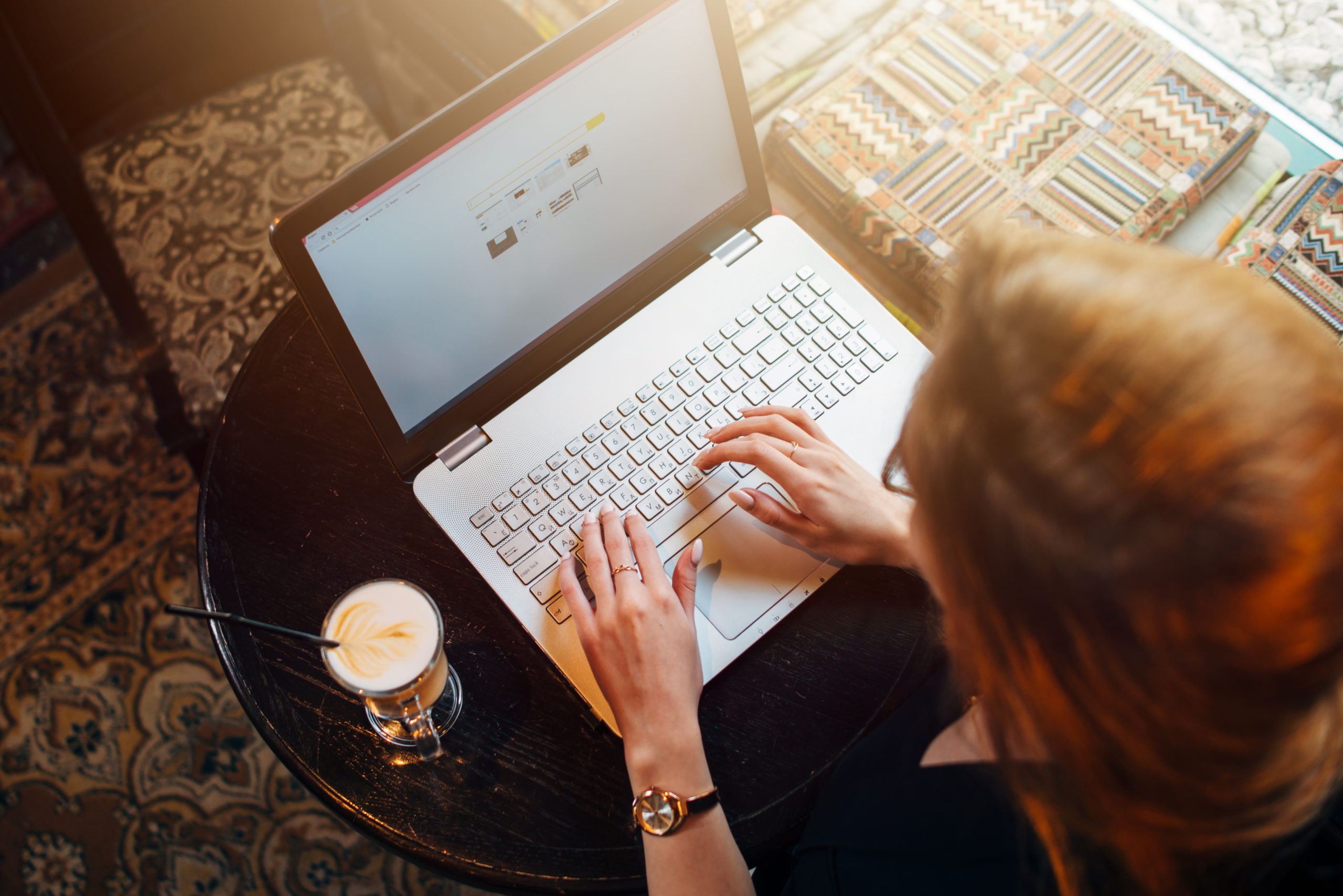 Girl Writing On Computer