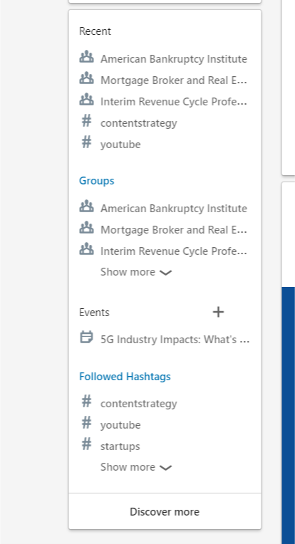 LinkedIn Left Panel