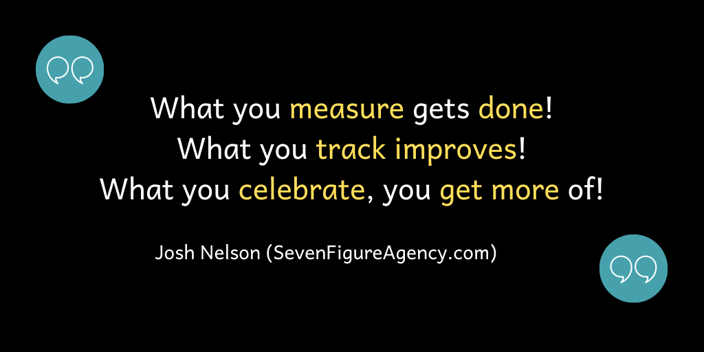 What you measure gets done. What you track improves. What you celebrate, you get more of.