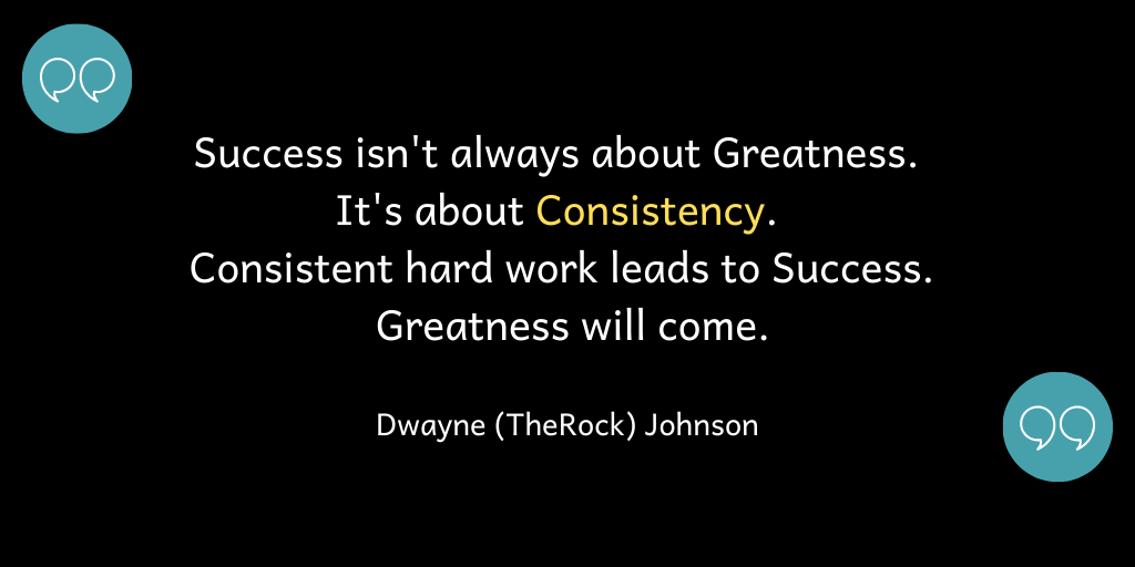 Success isn't always about Greatness. It's about Consistency. Consistent hard work leads to Success. Greatness will come.