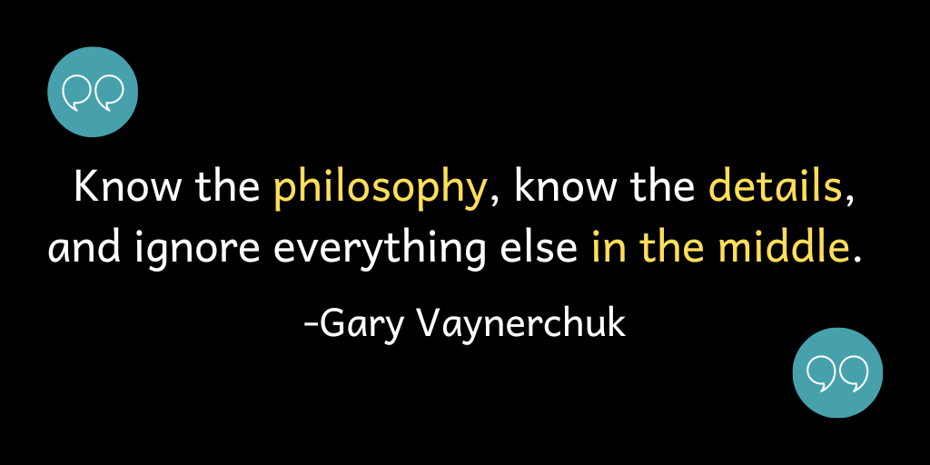 Know the philosophy, know the details, and ignore everything else in the middle.