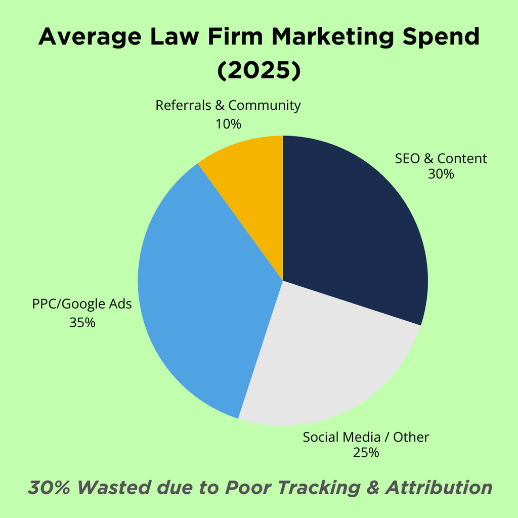 This is an average breakdown of marketing spend for niche law firms based on 2025 data.